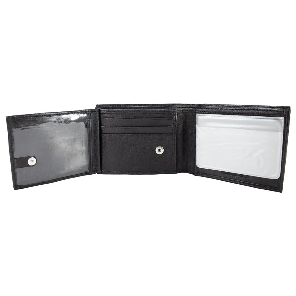 Leather Mens Wallet in Lambskin Leather, Black, Bifold Wallet